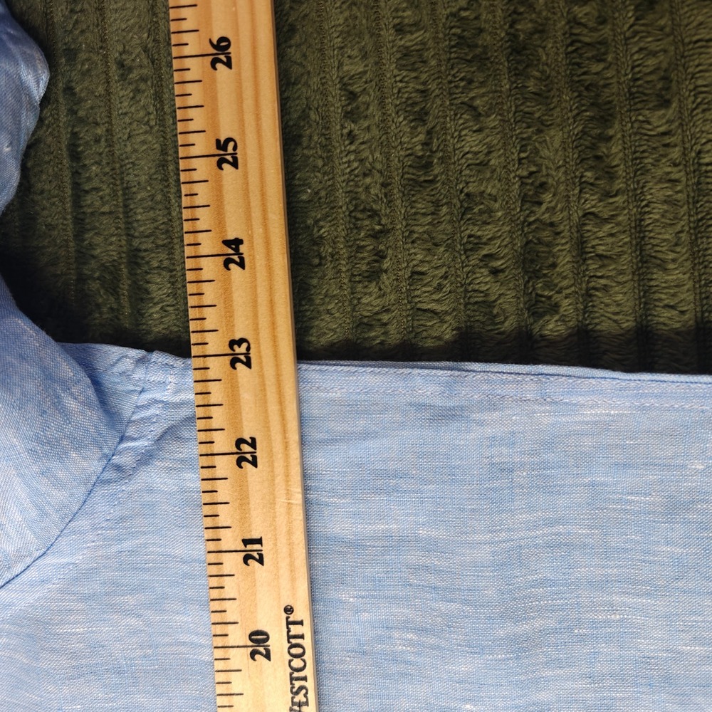 Collars & Co Mens Light Blue 100% Linen Long Sleeve Button Down Shirt Size L - Picture 7 of 15